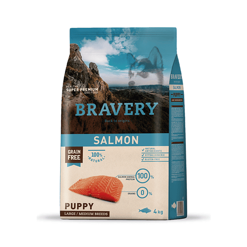 Bravery Salmon Puppy 4kg Large/Medium Alimento Para Perro