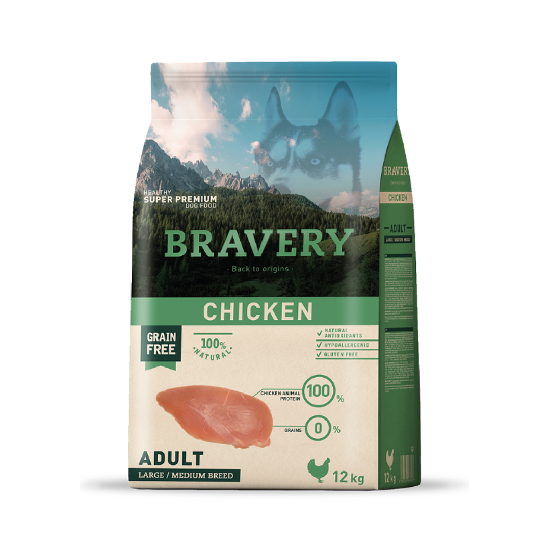 Bravery Chicken Adulto Large/Medium 12kg Alimento Para Perro 1
