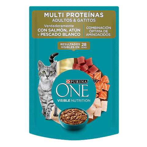 Sachet Purina One Adultos y Gatitos - Multi Proteínas (85 gr.)