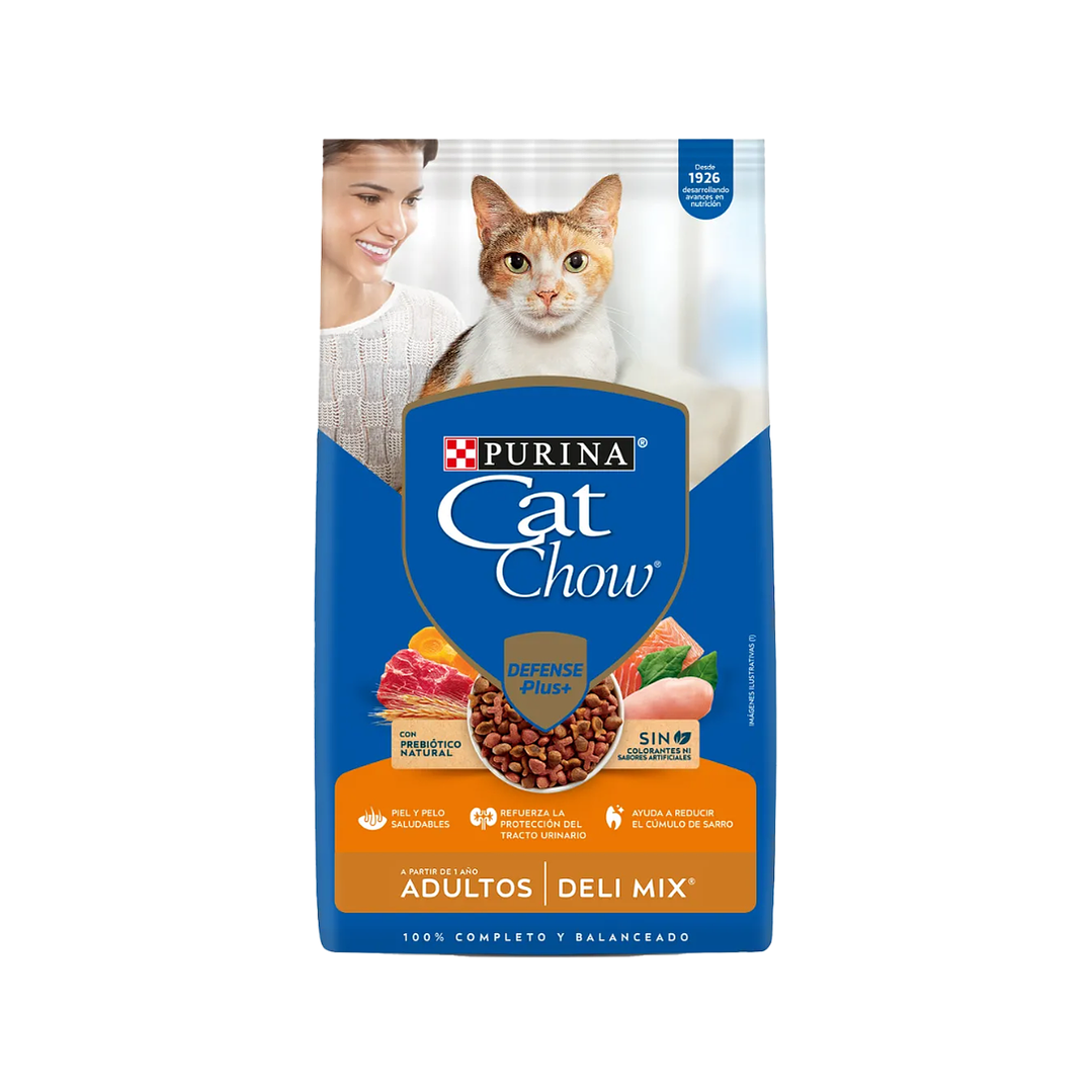 Cat Chow comida Gatos Adultos - Delimix (Salmón, Carne y Pollo) 8 kg. 1