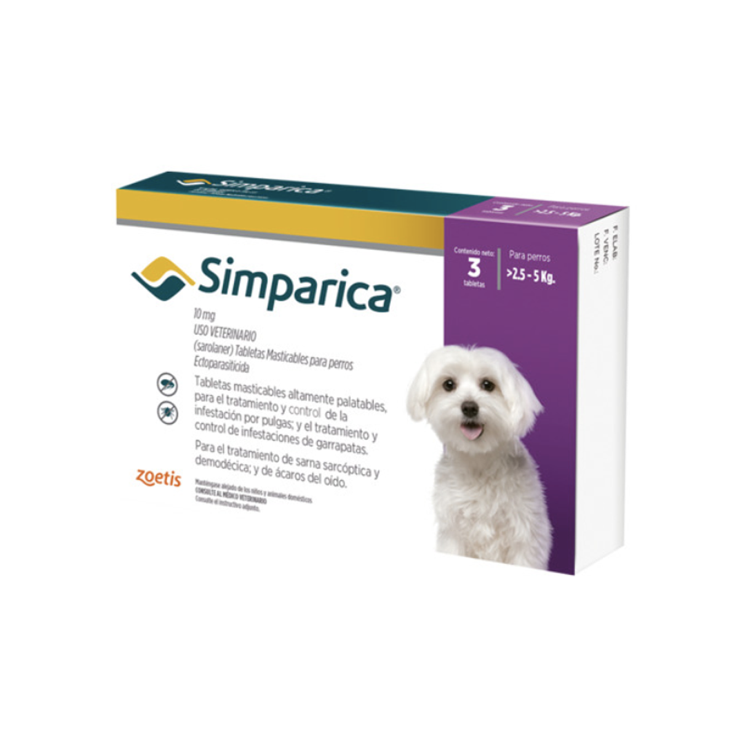 Simparica antiparasitario para perros de 2.5 a 5 Kg. (3 comprimidos) 1
