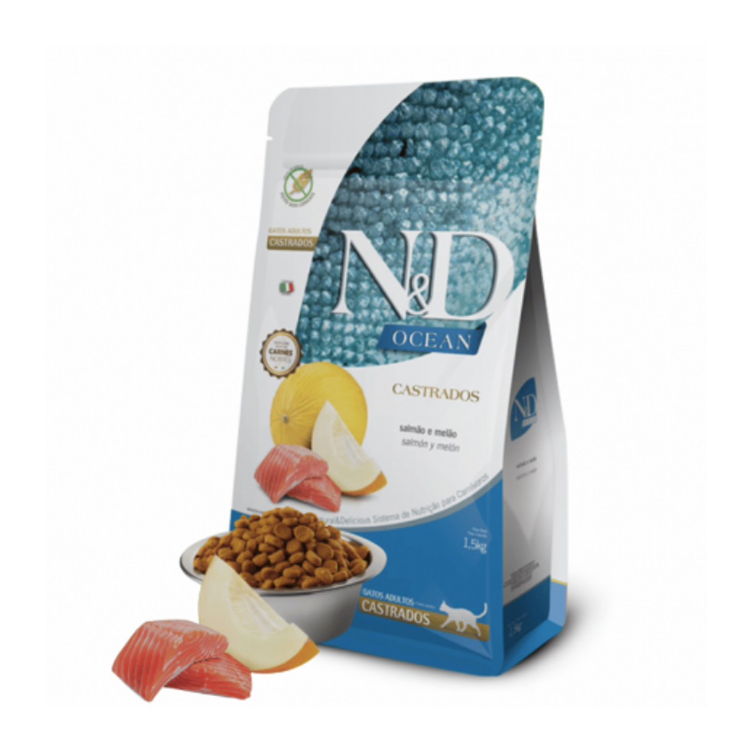 N&D Ocean Adulto Castrado Salmon y Melon 1.5 Kg. Comida Para Gato 1