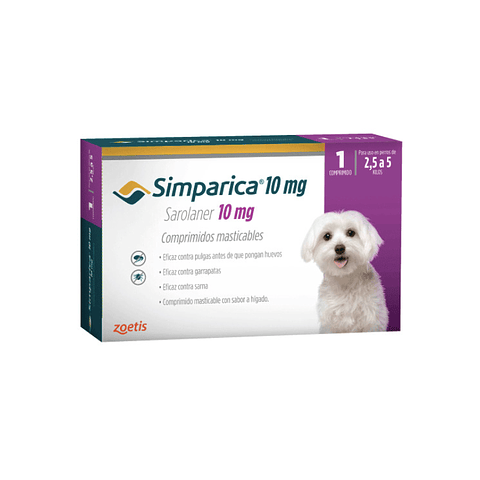 Simparica antiparasitario para perros de 2.5 a 5 Kg. (1 comprimido)