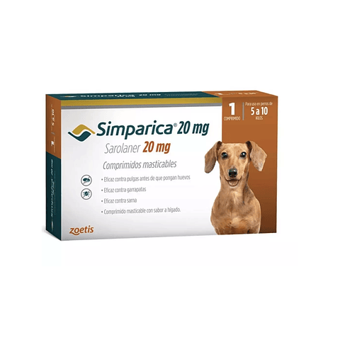 Simparica antiparasitario  para perros de 5 a 10 Kg. (1 comprimido)