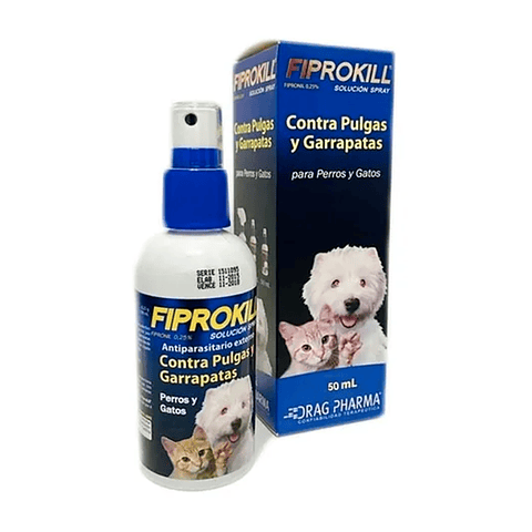 Fiprokill Spray antiparasitario perros y gatos 50 mL.