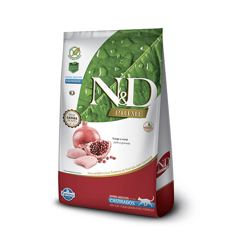 N&D Prime Adulto Castrado Pollo y Granada 1.5kg comida para Gato