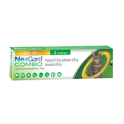 Nexgard Combo antiparasitario para gato 2.5 a 7.5 Kg.