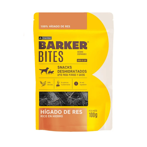 Barker bites higado de res snack para perros y gatos 100 gr.