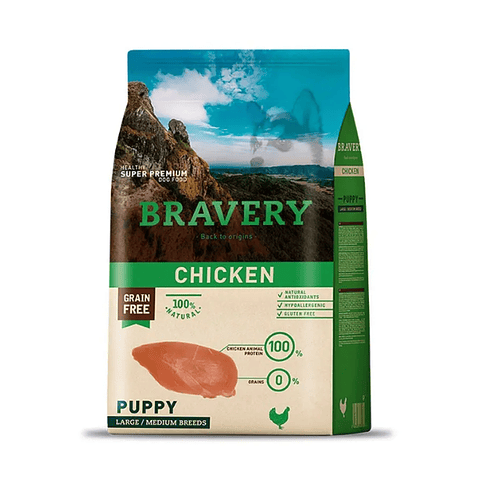 Bravery Chicken Puppy 4Kg Large/Medium alimento para perro