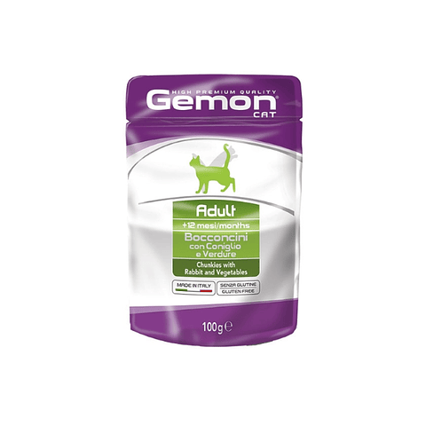 Gemon pouch gato adulto conejo y vegetales 100 gr.