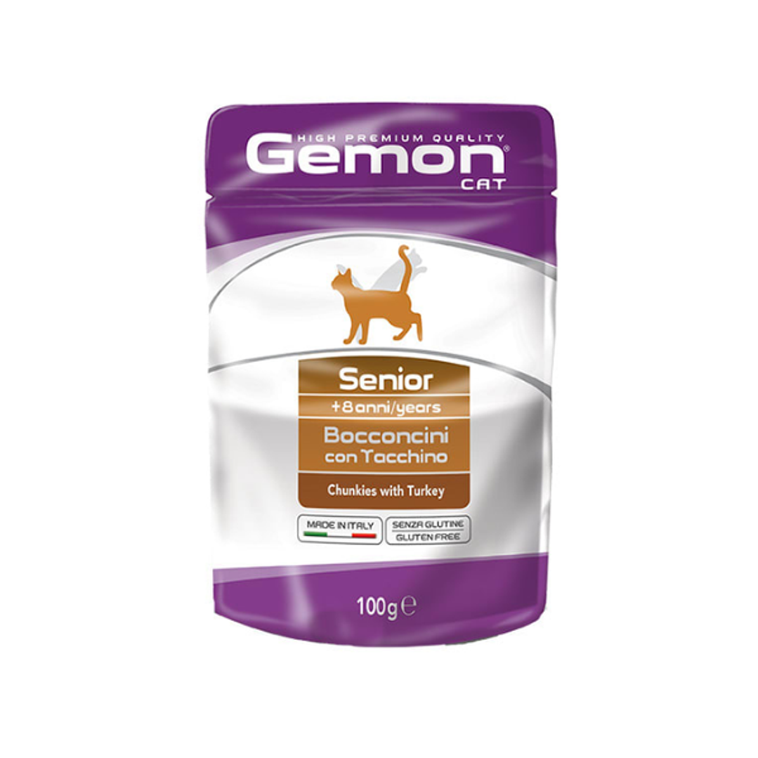 Gemon pouch gato senior pavo 100 gr. 1