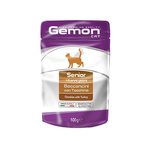 Gemon pouch gato senior pavo 100 gr.