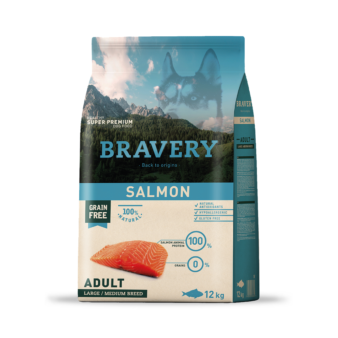 Bravery Salmon Adulto Large/Medium 12kg Alimento Para Perro  1