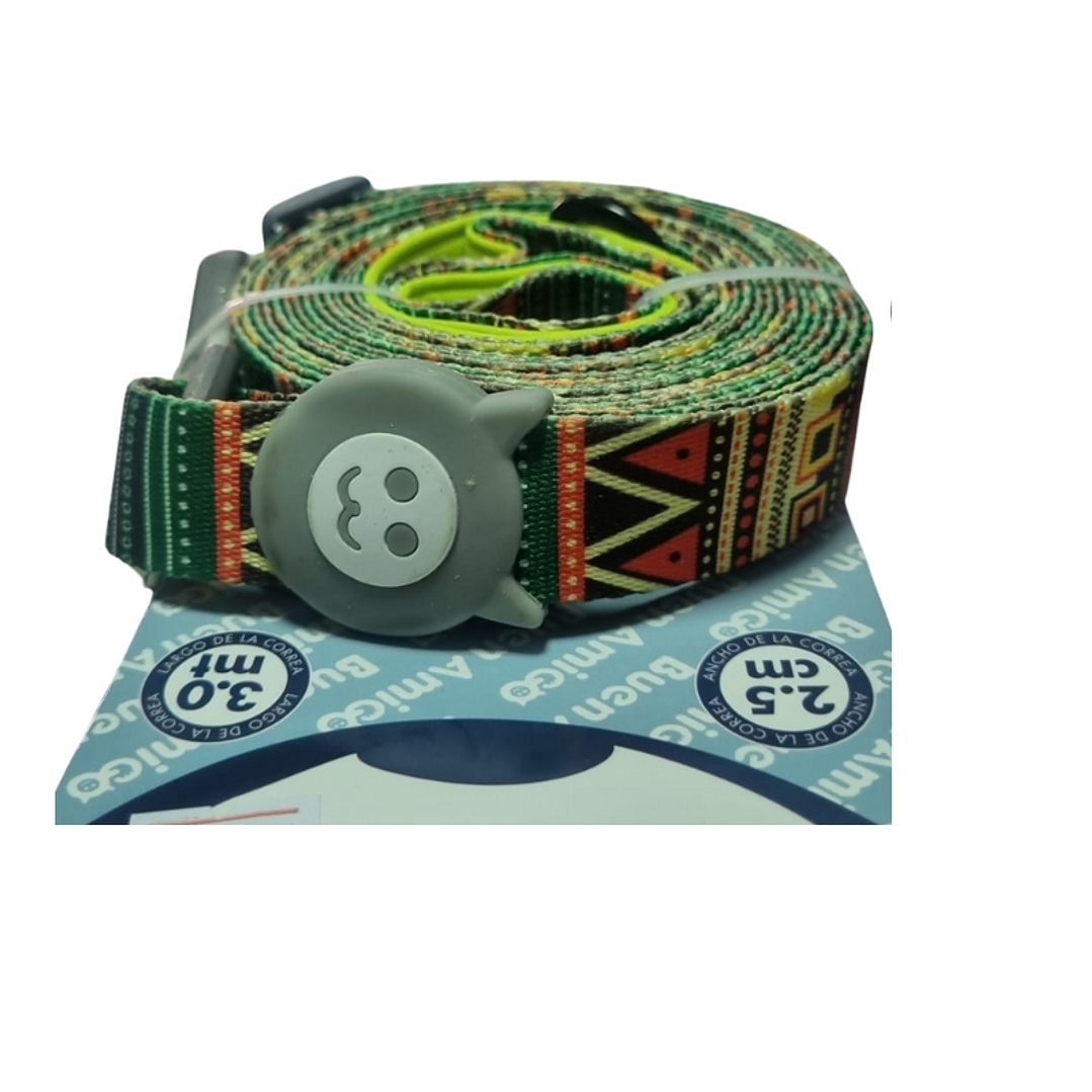 Correa Larga Diseño Verde y Naranjo (2.5 cm x 3 metros)  2