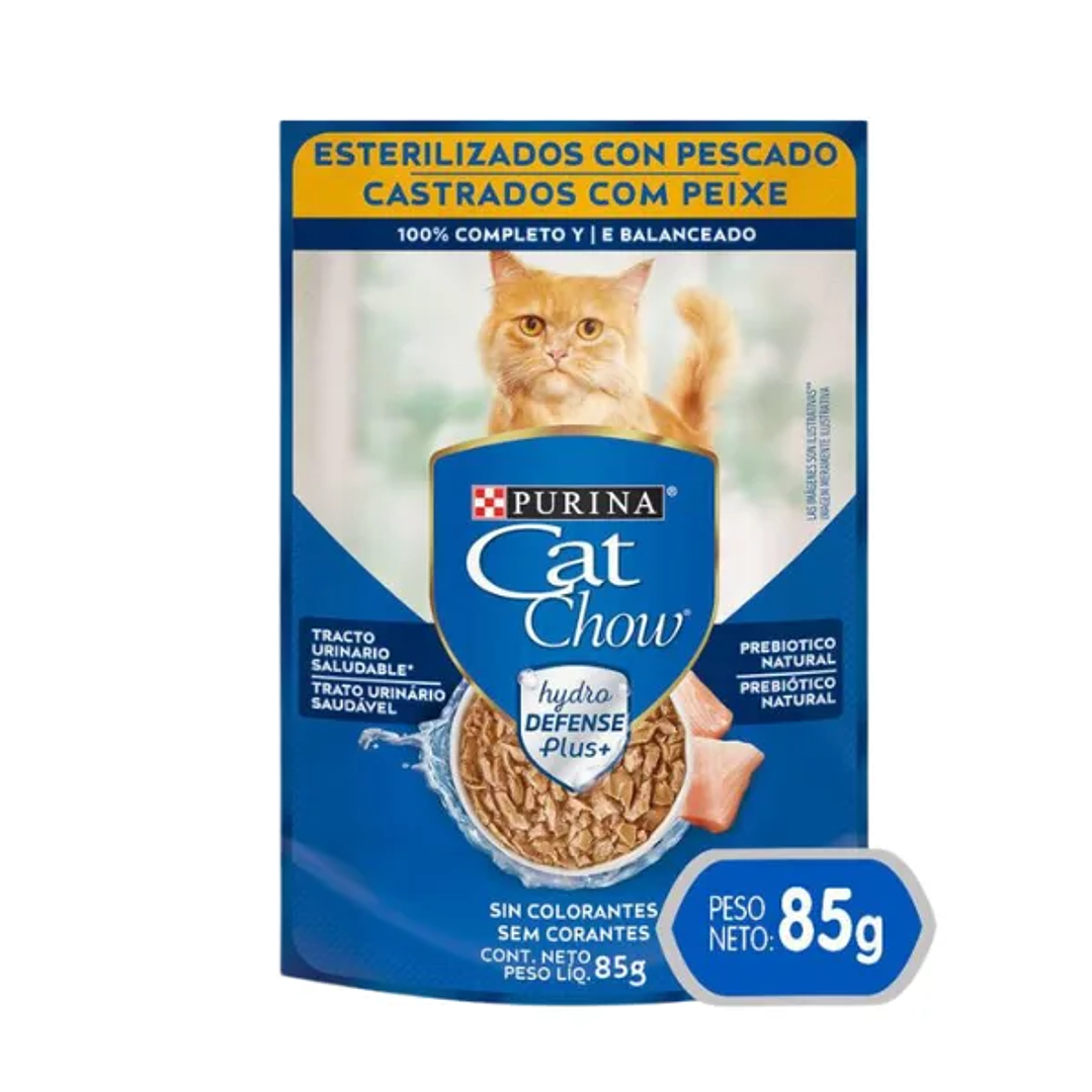Pouch Cat Chow - Gatos Adultos esterilizado - Sabor pescado (85 gr.) 1