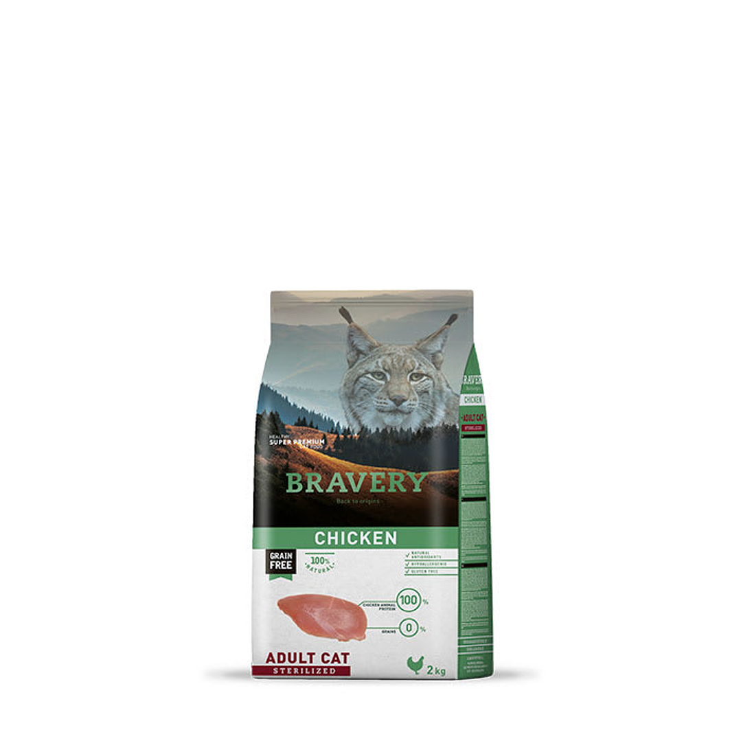 Bravery Chicken Adulto Sterilized 2kg comida gato 1