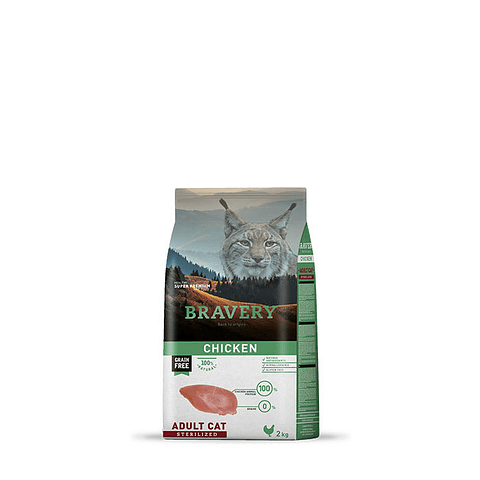 Bravery Chicken Adulto Sterilized 2kg comida gato