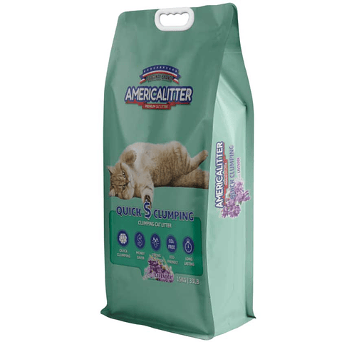 Arena sanitaria America Litter Quick Clumping aroma lavanda 7 Kg.