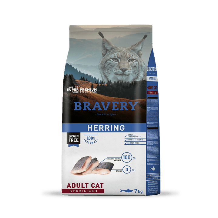 Bravery comida gato Adult Sterilized Herring 7 Kg.