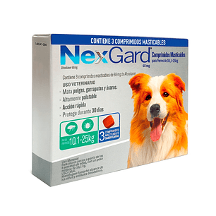 Nexgard 10 a 25 kilos (3 tabletas masticables) - antiparasitario para perros