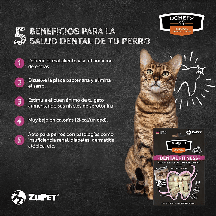Qchefs Dental Fitness Crocacante Mmini Gato (60 Gr) 4