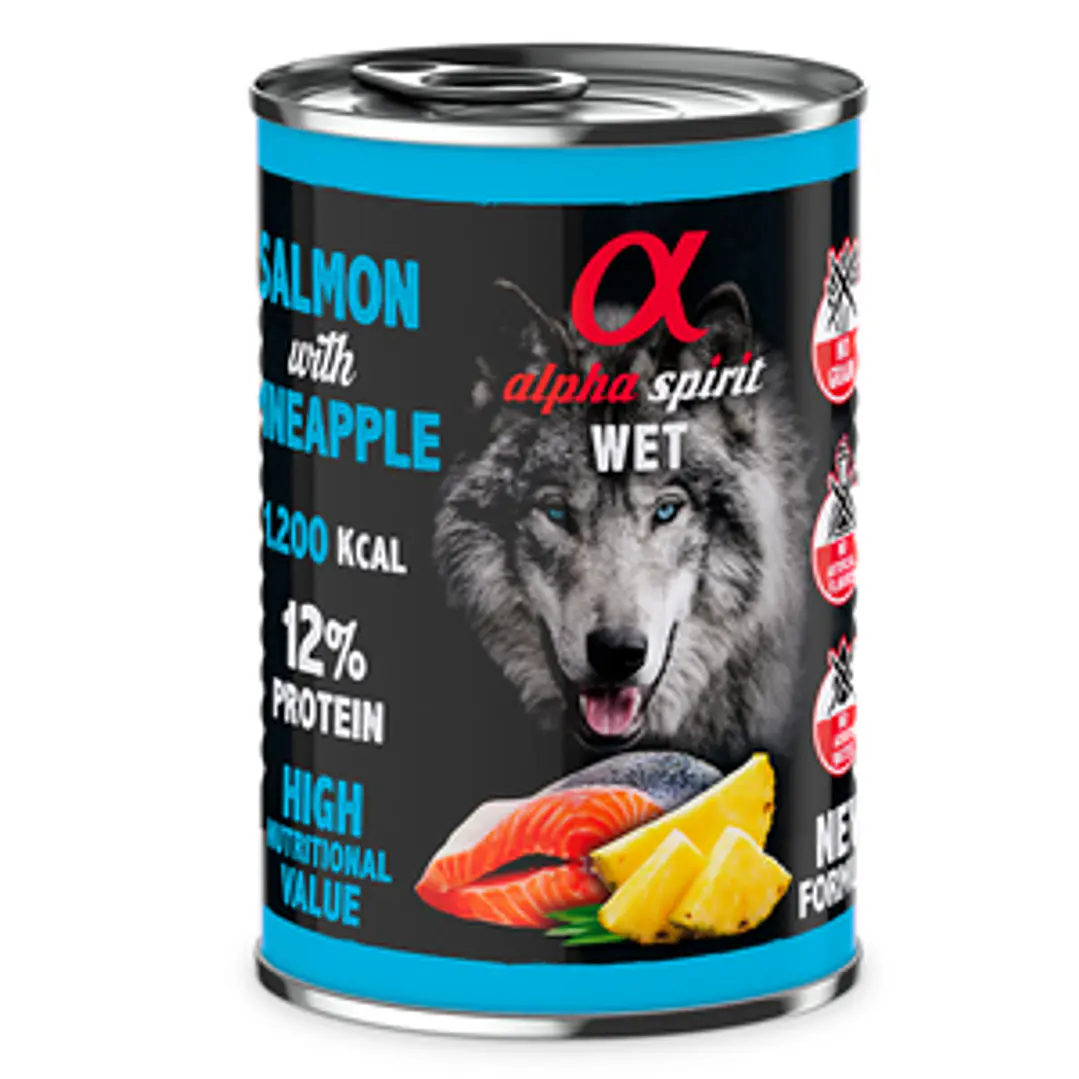 Alpha Spirit Alimento Húmedo Natural para Perro Salmón con Piña, 400 g 1