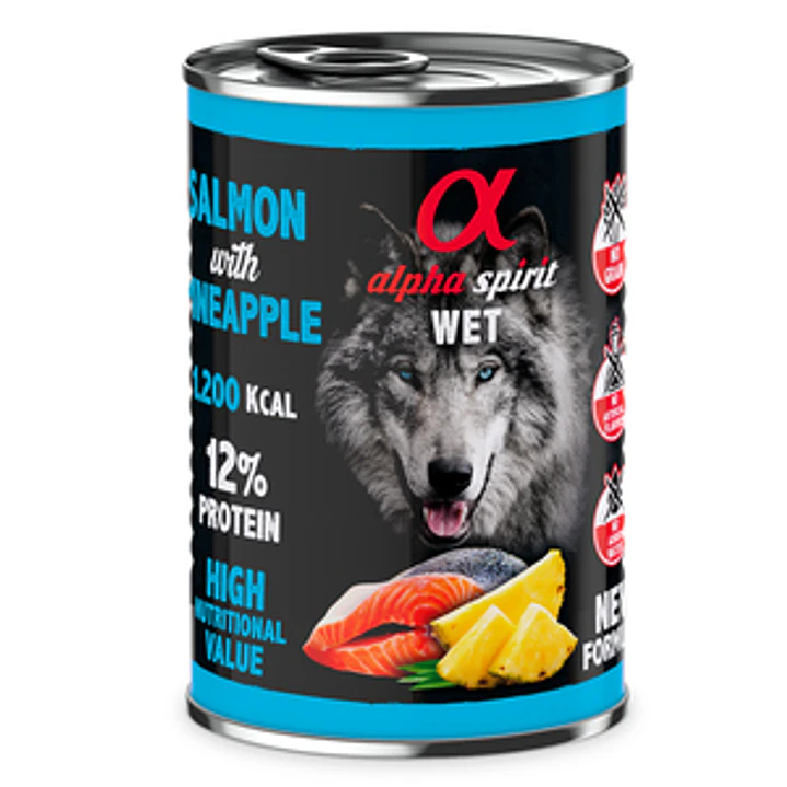 Alpha Spirit Alimento Húmedo Natural para Perro Salmón con Piña, 400 g 1