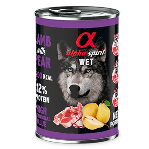 Alpha Spirit Alimento Húmedo Natural para Perro Cordero con Pera, 400 g
