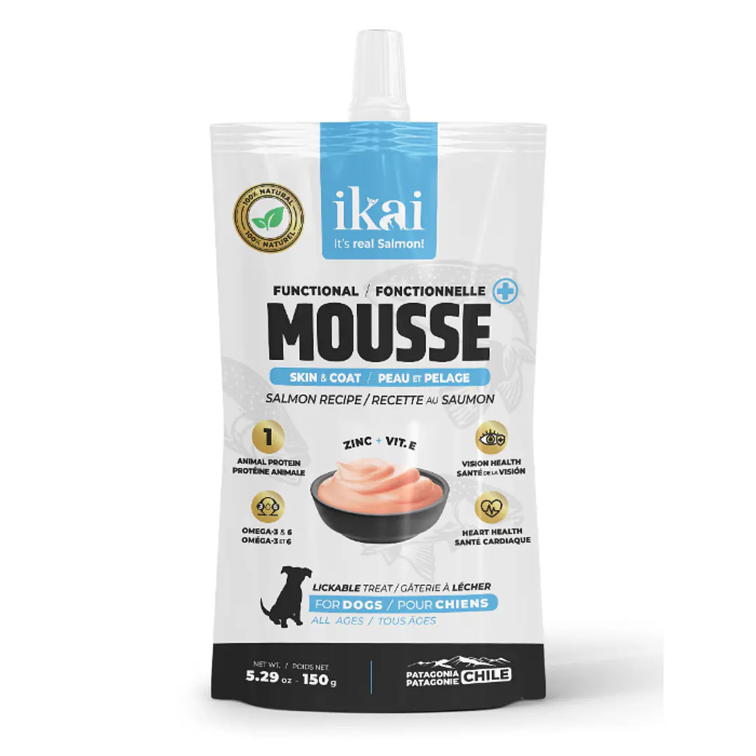 Ikai Snacks para Perros – Mousse Funcional de Salmón Piel y Pelaje 150 gr 1