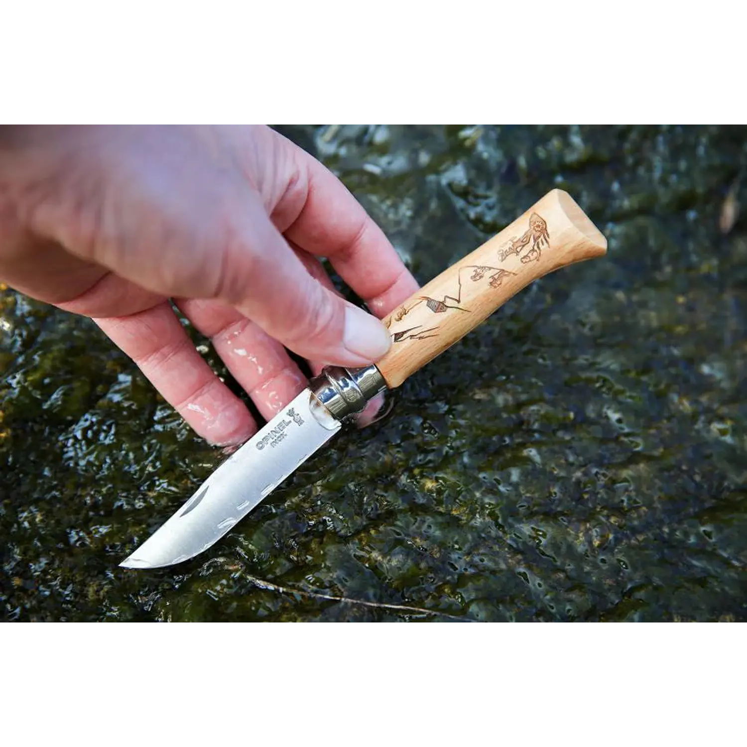 CUCHILLO OPINEL N°8 CON GRABADO DE MONTAÑA 3