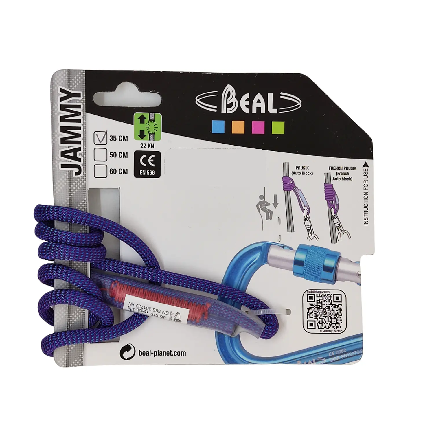 Anilla de Anclaje Cordino Jammy 5,5 mm  (prusik) violeta BEAL 1