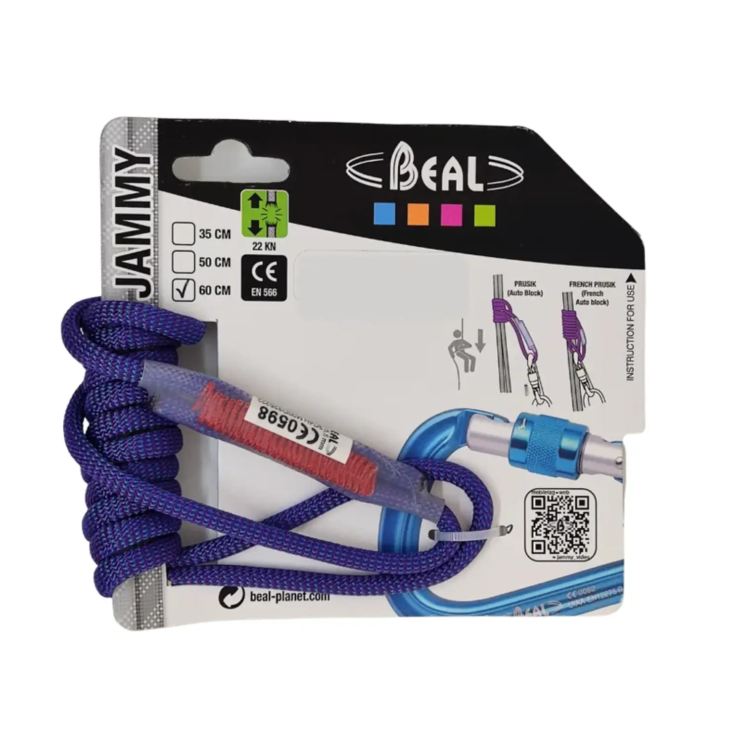 Anilla de Anclaje Cordino Jammy 5,5 mm  (prusik) violeta BEAL 2