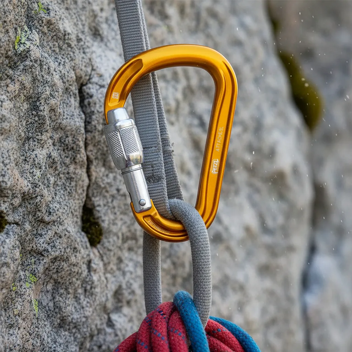 Mosquetón con bloqueo de seguridad ATTACHE Screw-Lock amarillo 2