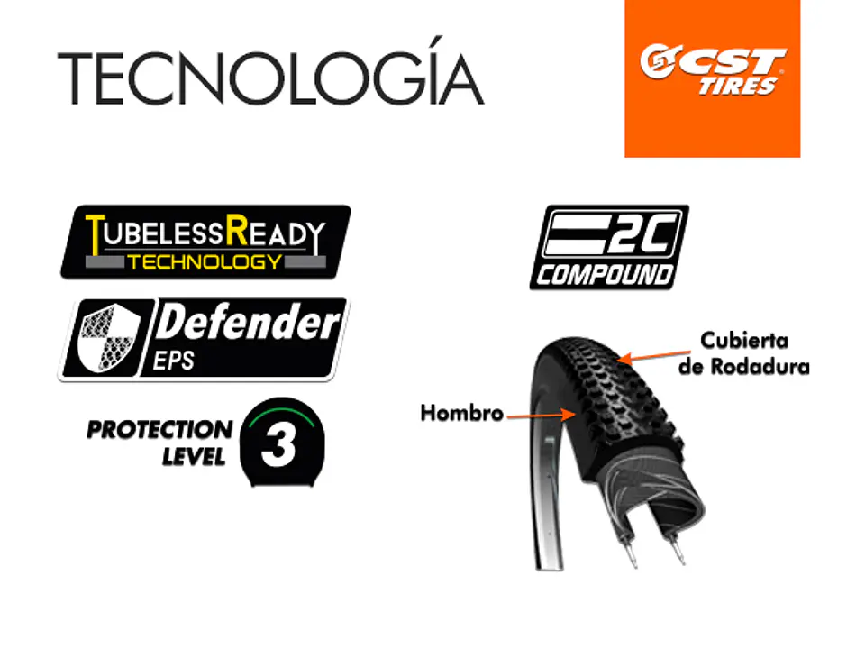 NEUMÁTICO CST ROCK HAWK 29x2.40 DOBLE COMPUESTOS TUBULESS 60 TPI 2