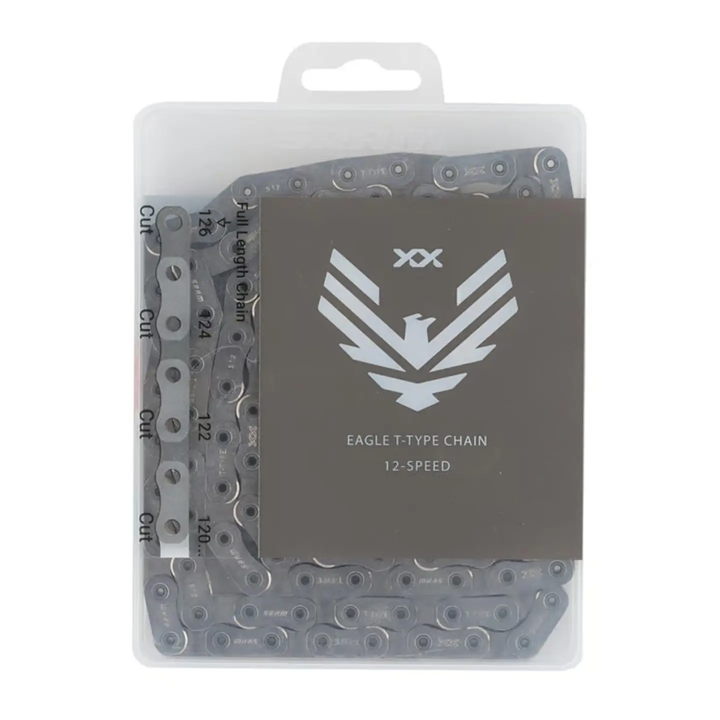 CADENA SRAM EAGLE XX A1 T-TYPE FLAT TOP HOLLOW PIN 126 LINKS PLATEADO 1