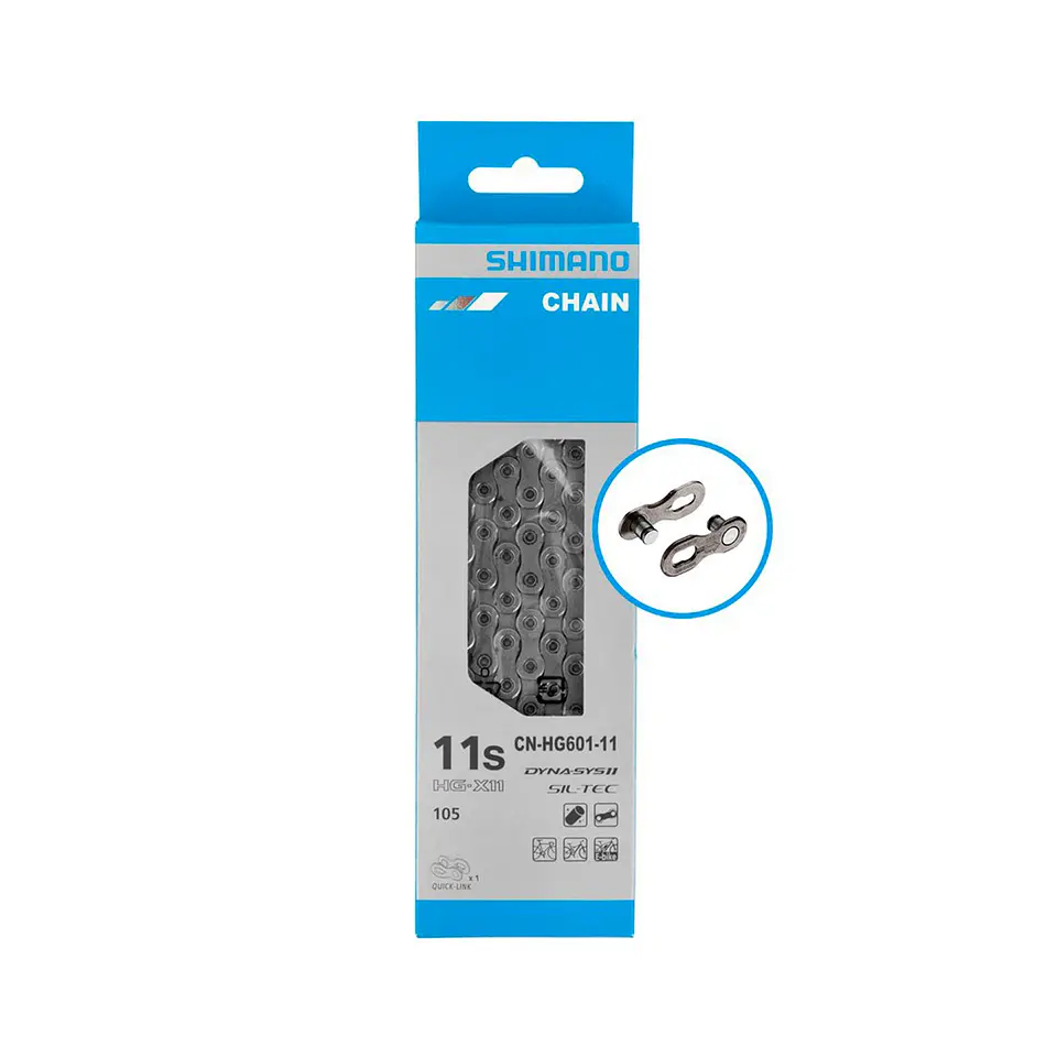 CADENA SHIMANO CN-HG601-11, FOR 11-SPEED(ROAD/MTB/E-BIKE COMPATIBLE), 126 LINKS(W/QUICK-LINK, SM-CN9 1
