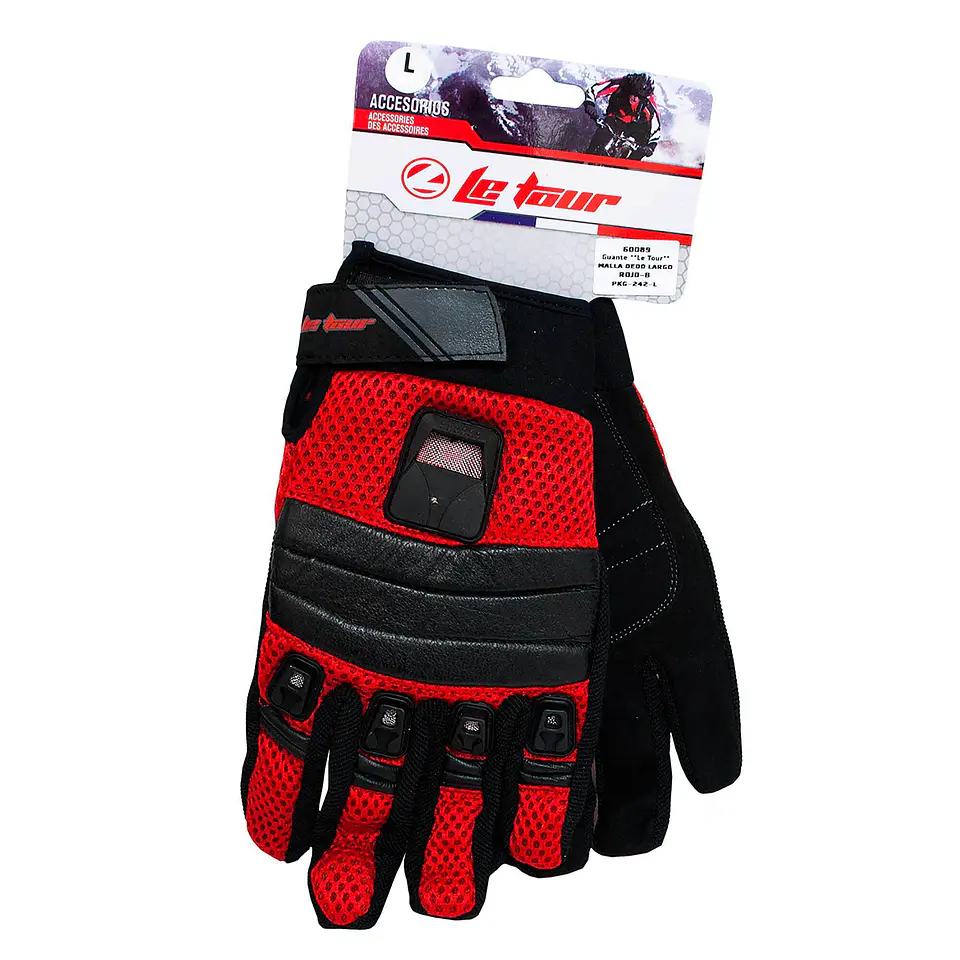 GUANTES LE TOUR MALLA ROJO (S) PKG-242 D/LARGO 1
