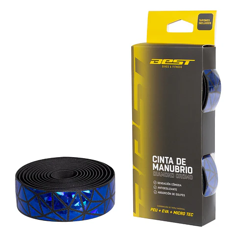 CINTA MANUBRIO BEST PEU + EVA + MICRO TEC BASE NEGRA DIAMOND CROMO AZUL