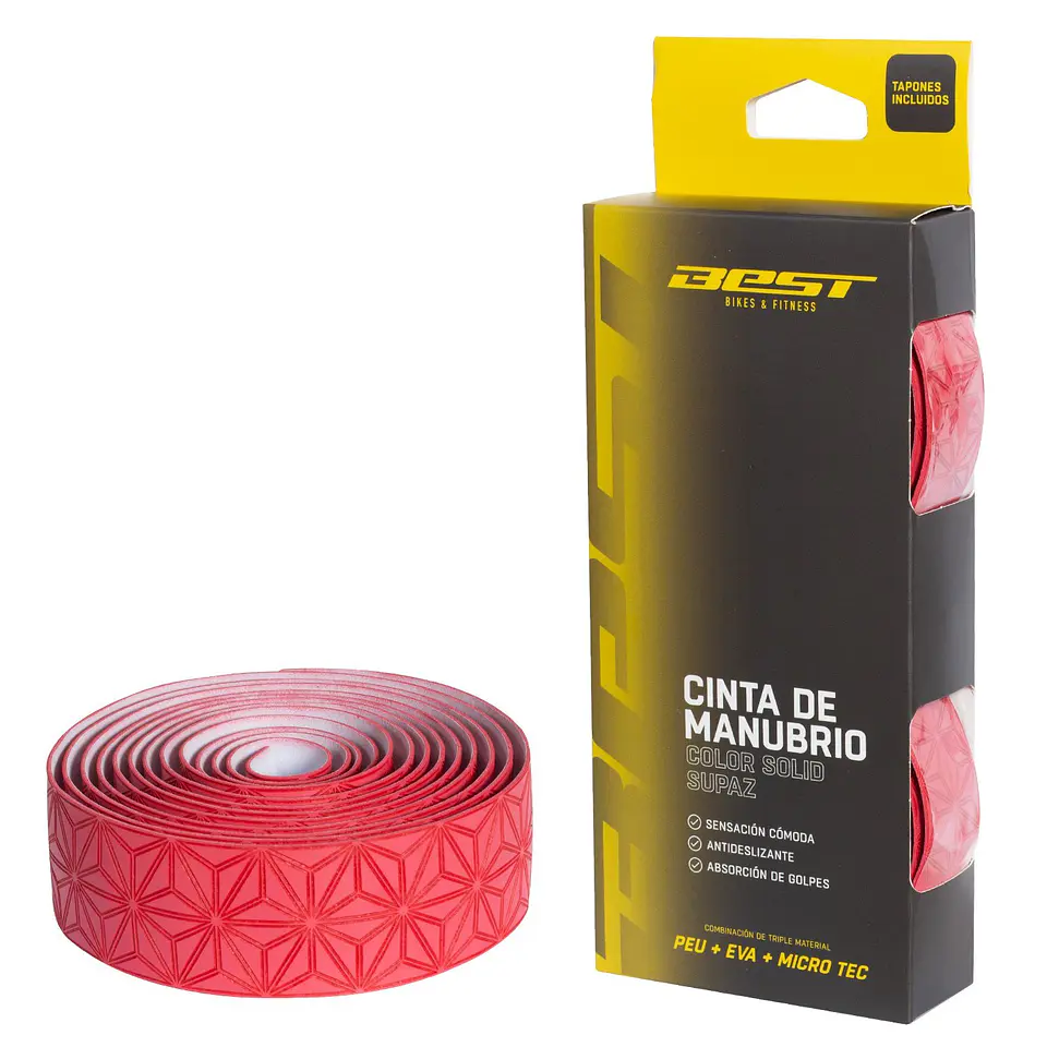 CINTA MANUBRIO BEST PEU + EVA + MICRO TEC COLOR SOLID SUPAZ ROJO 1