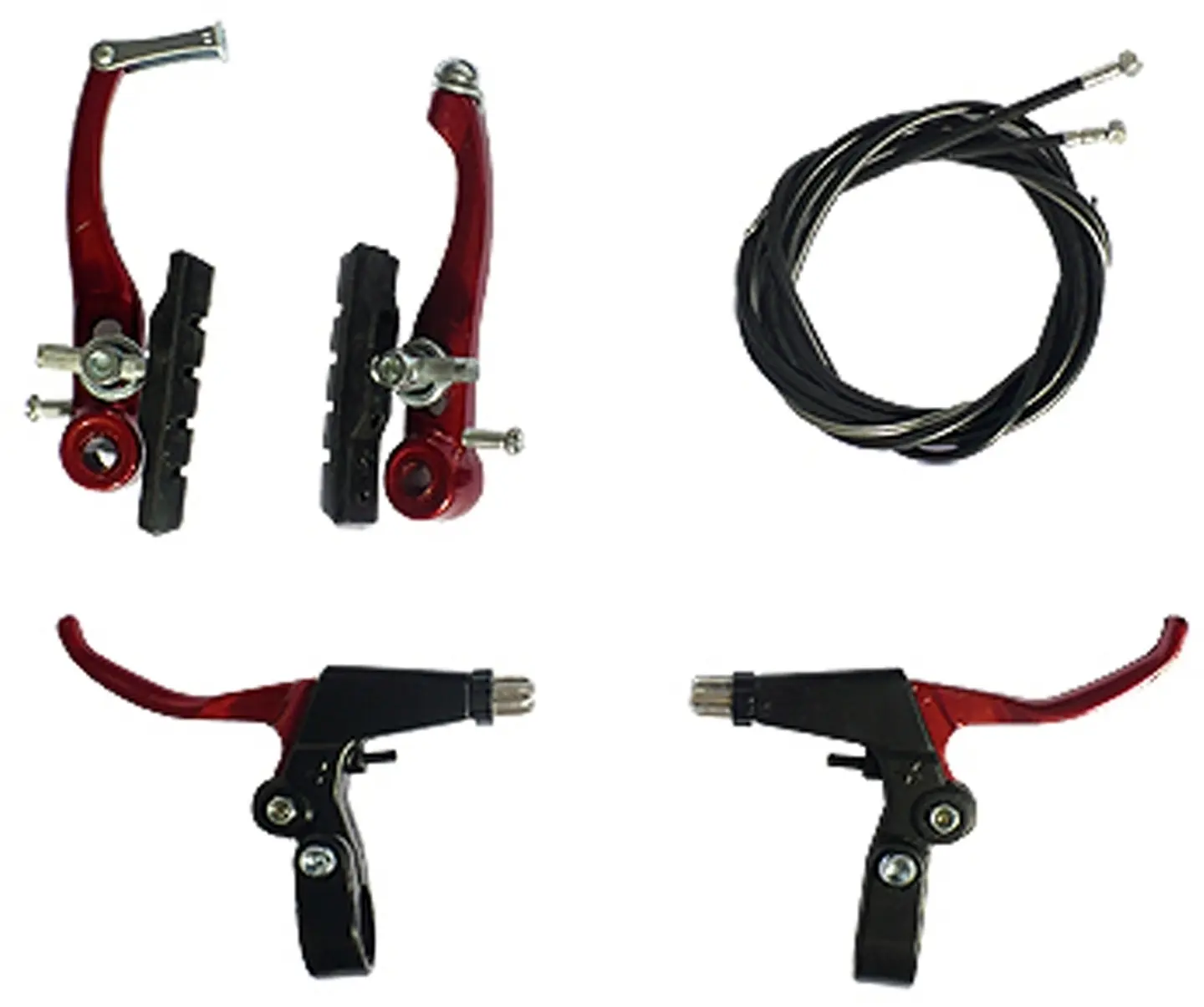 SET FRENO MTB V-BRAKE ALUMINIO CON FUNDA PIOLA Y MANILLA SILVER 1