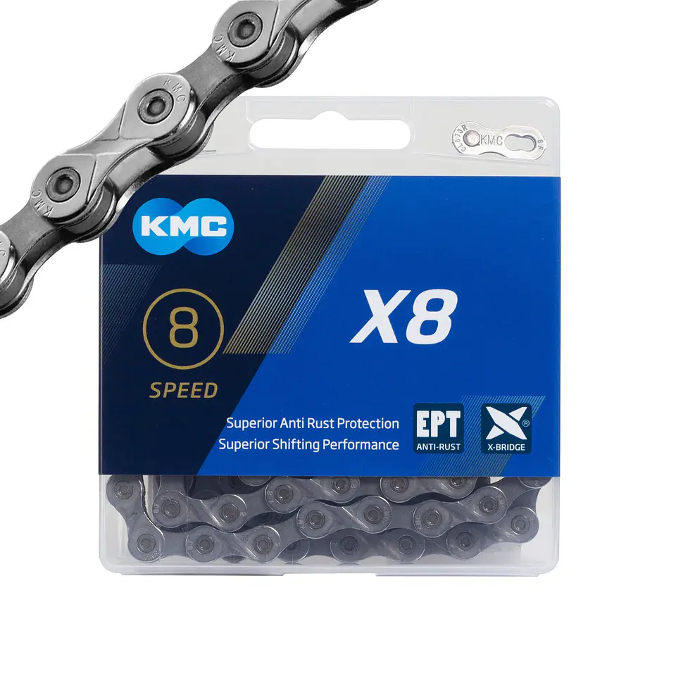CADENA KMC X8 EPT EPT 8 VELOCIDADES SHIMANO / CAMP / SRAM ANTIOXIDO 1