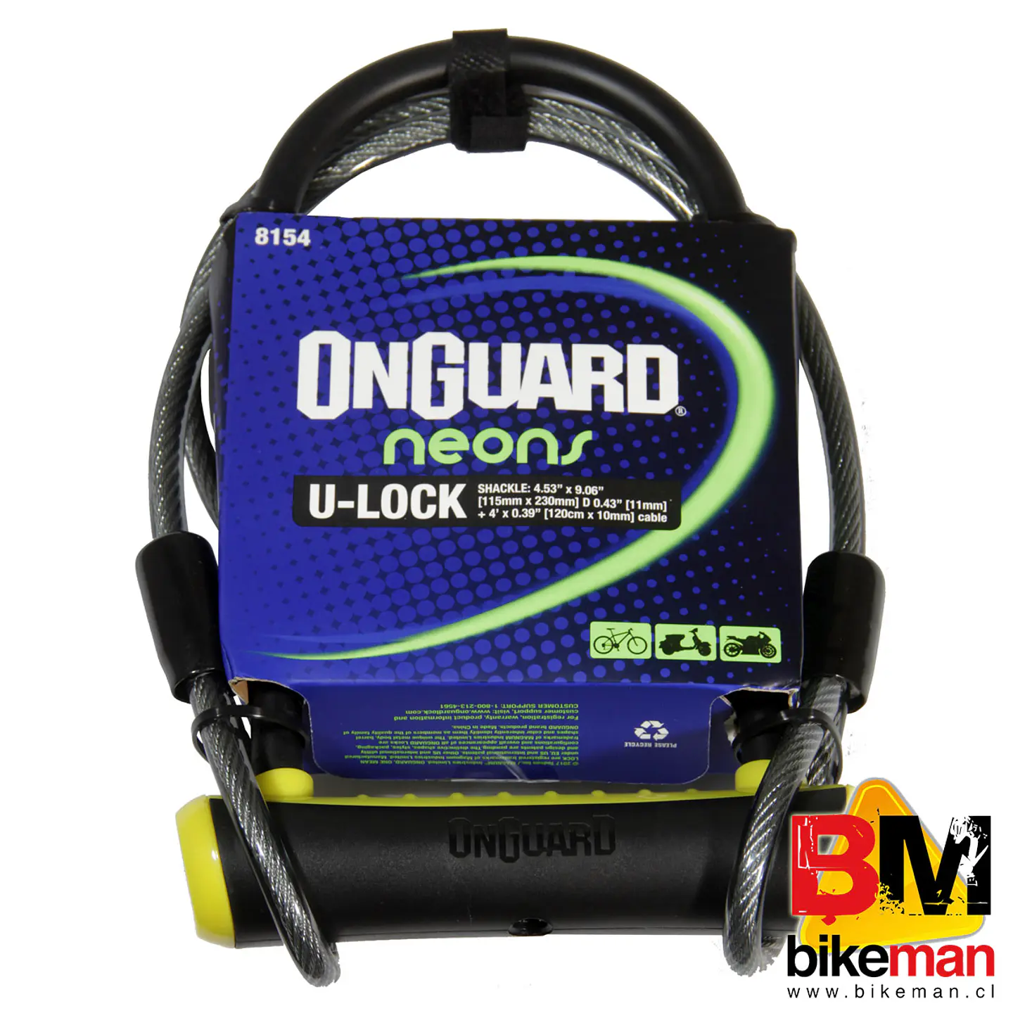 Candado U-Lock OnGuard Neons Standard con Cable 1
