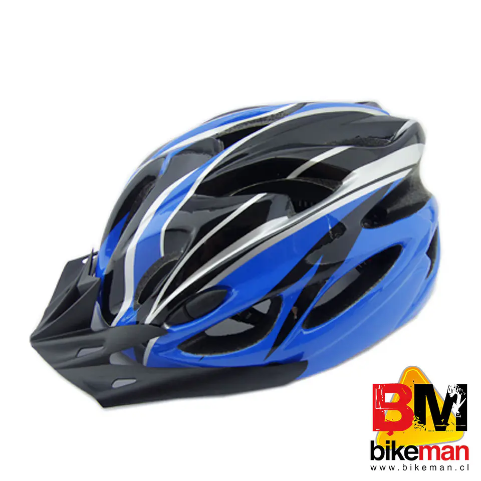 Casco Pro Bike MTB Negro / Azul con Luz 1