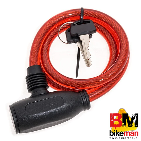 Cadena de Acero Trenzado Roja con Llave