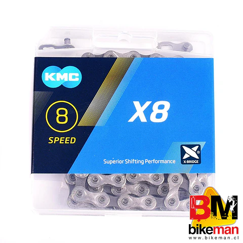 Cadena KMC 8 Velocidades X8 con Eslabón Rápido