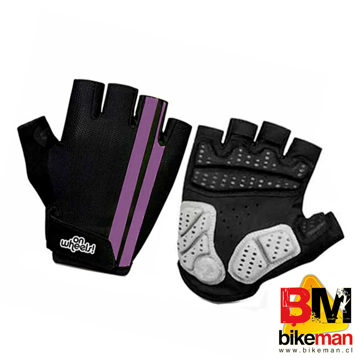 Guante OnWheels Gel Negro Linea Morada 1
