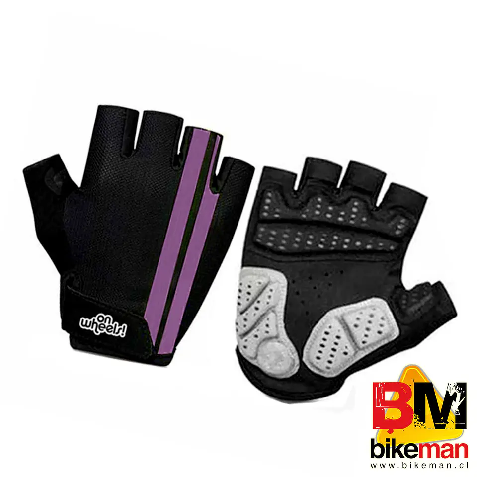 Guante OnWheels Gel Negro Linea Morada 1