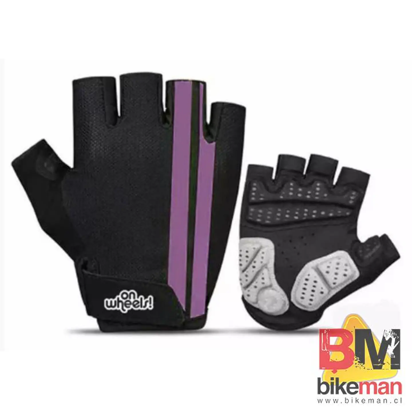 Guante OnWheels Gel Negro Linea Morada 2