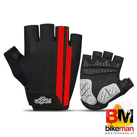 Guante OnWheels Gel Negro Linea Roja