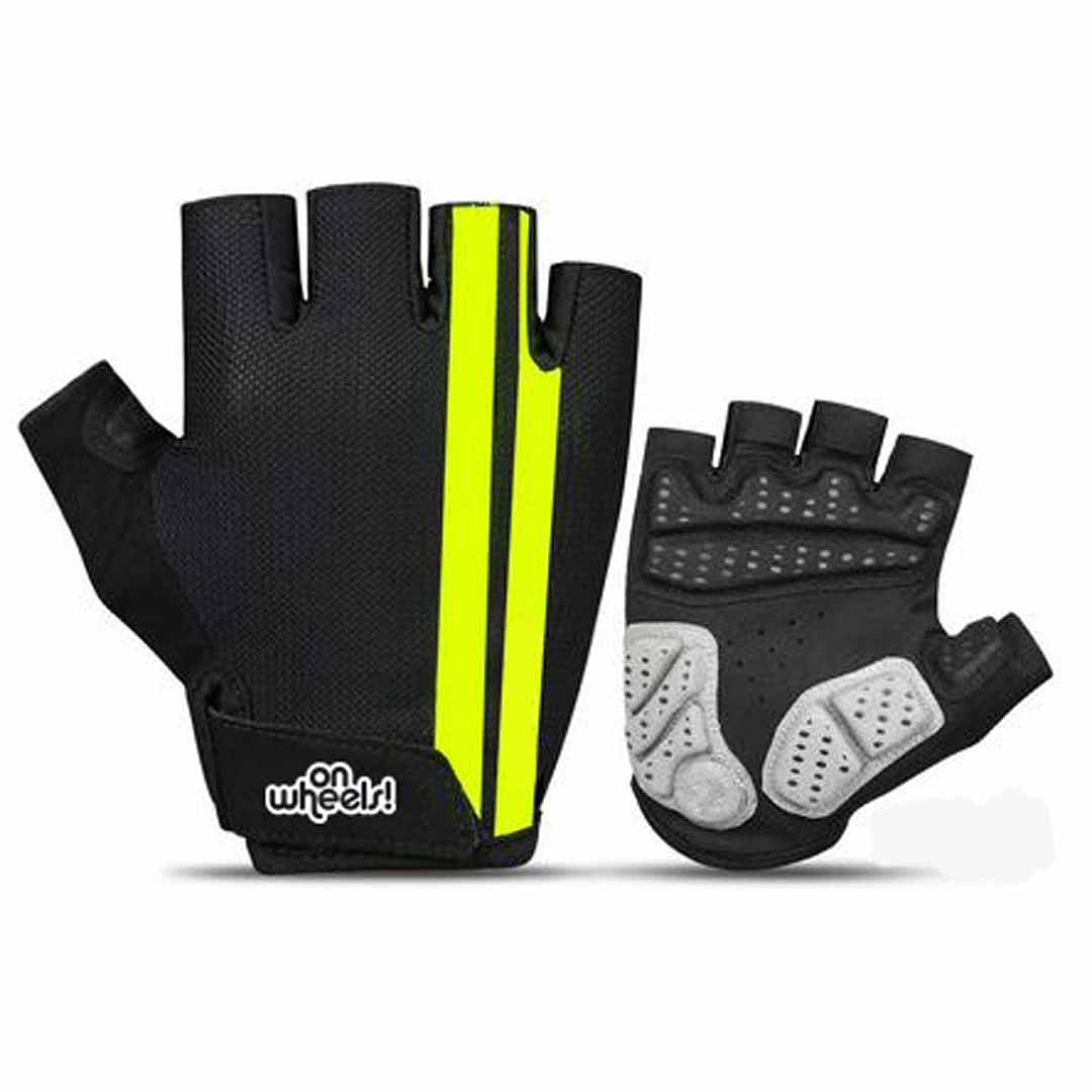 Guante OnWheels Gel Negro Linea Amarilla